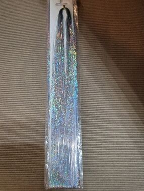 Holographic Tinsel Hair Extension - Silver Sparkle